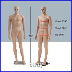 73 Male Mannequin Full Body Mannequin Realistic Mannequin Dress Form with Base