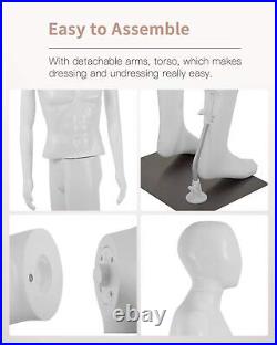 73 Male Mannequin Metal Base Detachable Realistic Full Body Dress Form White