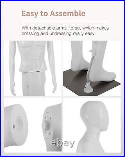 73'' Male Mannequin Torso Dress Form Detachable Mannequin Full Body Stand White