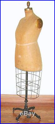 Antique Wolf Dress Form 1934 Vintage Mannequin Steampunk Cage Iron Stand USA