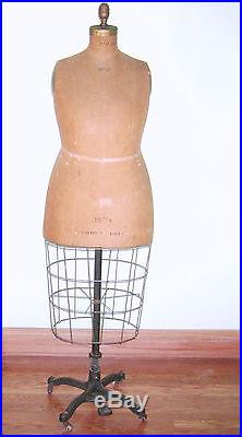 Antique Wolf Dress Form 1934 Vintage Mannequin Steampunk Cage Iron Stand USA
