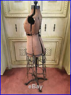 ANTIQUE early 1900's INDUSTRIAL RETAIL Mannequin Dress Form model cast iron BASE