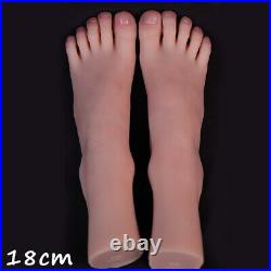 A Pair Luxury Collection Platinum Silicone Foot Model Girl Feet Display 18cm