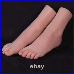A Pair Luxury Collection Platinum Silicone Foot Model Girl Feet Display 18cm