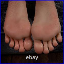A Pair Platinum Silicone Female Legs Foot Model Toes Soles Ankles Positioned