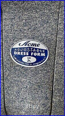 Acme Adjustable Dress Form, Vintage Jr Size Clothing Form, Sewing Mannequin