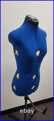 Adjustable Dress Form Female Mannequin Torso Stand Blue