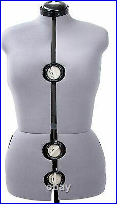 Adjustable Dress Form Large 13 Dials Sewing Female Mannequin Torso Grey Stand L