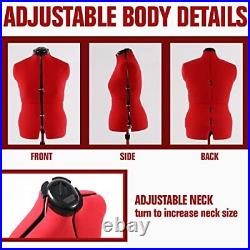 Adjustable Dress Form Mannequin for Sewing Female Size 6-14, Pinnable Small Red