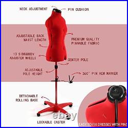 Adjustable Dress Form Mannequin for Sewing Female Size 6-14, Pinnable Small Red