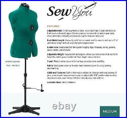 Adjustable Dress Form for Sewing, Female Fabric, Medium, Opal Green