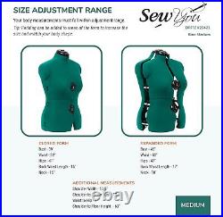 Adjustable Dress Form for Sewing, Female Fabric, Medium, Opal Green