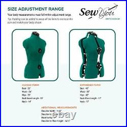 Adjustable Dress Form for Sewing Full Figure Female Mannequin Torso Base Small