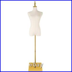 Adjustable Female Dress Form Mannequin with Golden Metal Stand for Clothes Wi