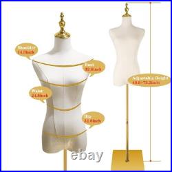 Adjustable Female Dress Form Mannequin with Golden Metal Stand for Clothes Wi