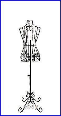 Adjustable- Mannequin Dress Form Female Black Steel Wire 322232 on