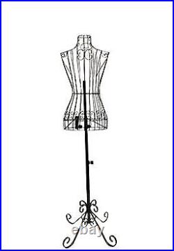 Adjustable- Mannequin Dress Form Female Black Steel Wire 322232 on