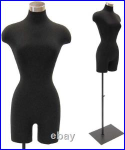 Adult Female Black Dress Form Mannequin Torso with Adjustable Square Metal Base