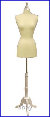 Adult Female Dress Form Pinnable Mannequin Torso Size 6-8 with White Wooden Base