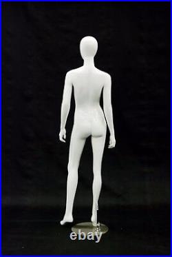 Adult Female Egg Head Fiberglass Glossy White Fashion Mannequin with Base