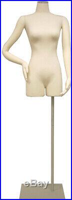 Adult Female Flexible and Pinnable Mannequin 3/4 Torso Dress Form with Base