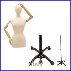 Adult Female Mannequin Dress Form Torso with Flexible Arms & Rolling Black Base