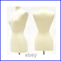 Adult Female Off White Linen Dress Form Mannequin Torso Size 2-4 with Base