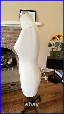 Adult Female Pinnable White Fabric Dress Form Mannequin Torso with Thighs & Base