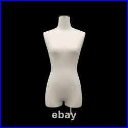 Adult Female Pinnable White Linen Dress Form Mannequin Torso with Thighs & Base