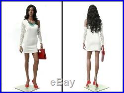 Adult Female Realistic African American Fiberglass Full Body Mannequin with Wig