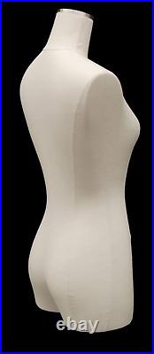 Adult Female White Linen Pinnable Dress Form Mannequin 3/4 Torso with Thighs and