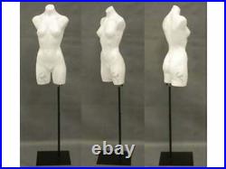 Adult Female White Plastic Torso Dress Form Mannequin with Adjustable Base