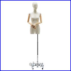 Adult Female White Torso Dress Form Mannequin Display With Silver Wheel Base NEW