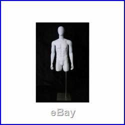 Adult Male Egg Head Matte White Mannequin Torso Display with Thighs
