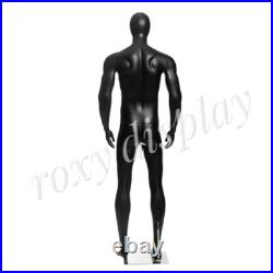 Adult Male Matte Black Plastic Muscular Standing Mannequin with Base