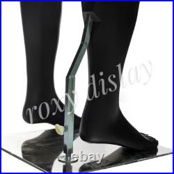 Adult Male Matte Black Plastic Muscular Standing Mannequin with Base