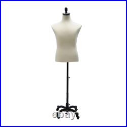 Adult Male Off White Torso Shirt Form Mannequin Display with Black Wheel Base