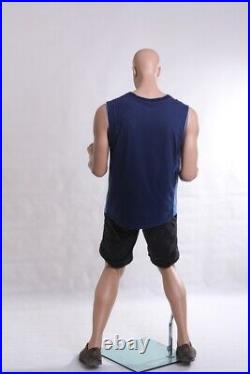 Adult Male Realistic Fleshtone Fiberglass Sports Mannequin in a Victory Pose