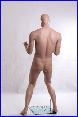 Adult Male Realistic Fleshtone Fiberglass Sports Mannequin in a Victory Pose