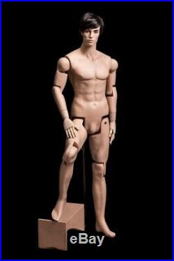 Adult Male Realistic Fleshtone Fully Flexible Fiberglass Mannequin with Base