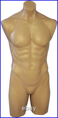 Adult Men's 3/4 Body Plastic Fleshtone Torso Mannequin Display Form with Thighs