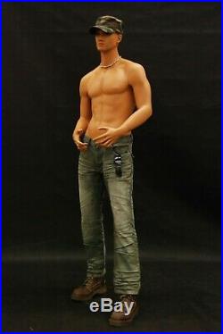 Adult Tan Male Realistic Fiberglass Standing Full Body Mannequin with Base