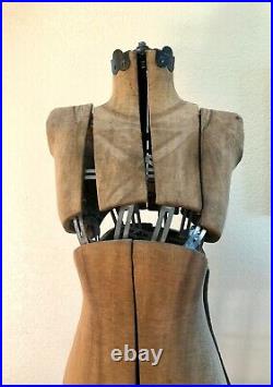 Antique 1900's Industrial Adjustable Mannequin Dress Form Ornate Cast Iron Base