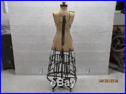 Antique 1906 Hallborcher- Victorian Age-full Cage Rolling Dress Form Mannequin