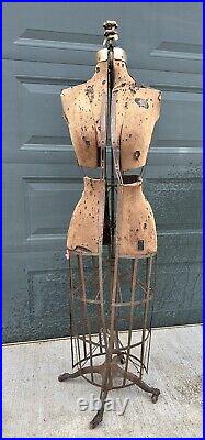 Antique Acme Dress Form With Wire Cage & Cast Iron Feet 1908-1914 Buyer$Shipping