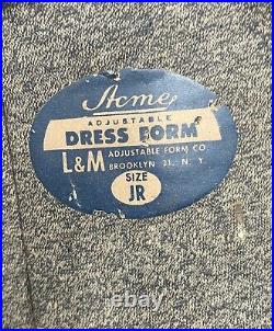 Antique Adjustable Dress Form withStand, Acme, L&M Size JR, Brooklyn NY Vintage