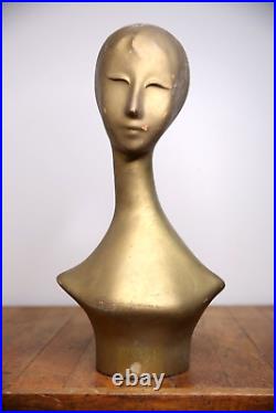 Antique Art Deco Mannequin head wig hat stand Mid Century female bust