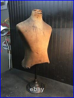 Antique Department Store Male Mannequin Torso Display with Stand 1900s