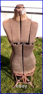 Antique Dress Form Steel Cage Cast Iron Clawfoot Mannequin Dressmakers Dummy VTG