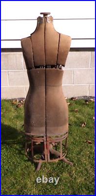 Antique Dress Form Steel Cage Cast Iron Clawfoot Mannequin Dressmakers Dummy VTG